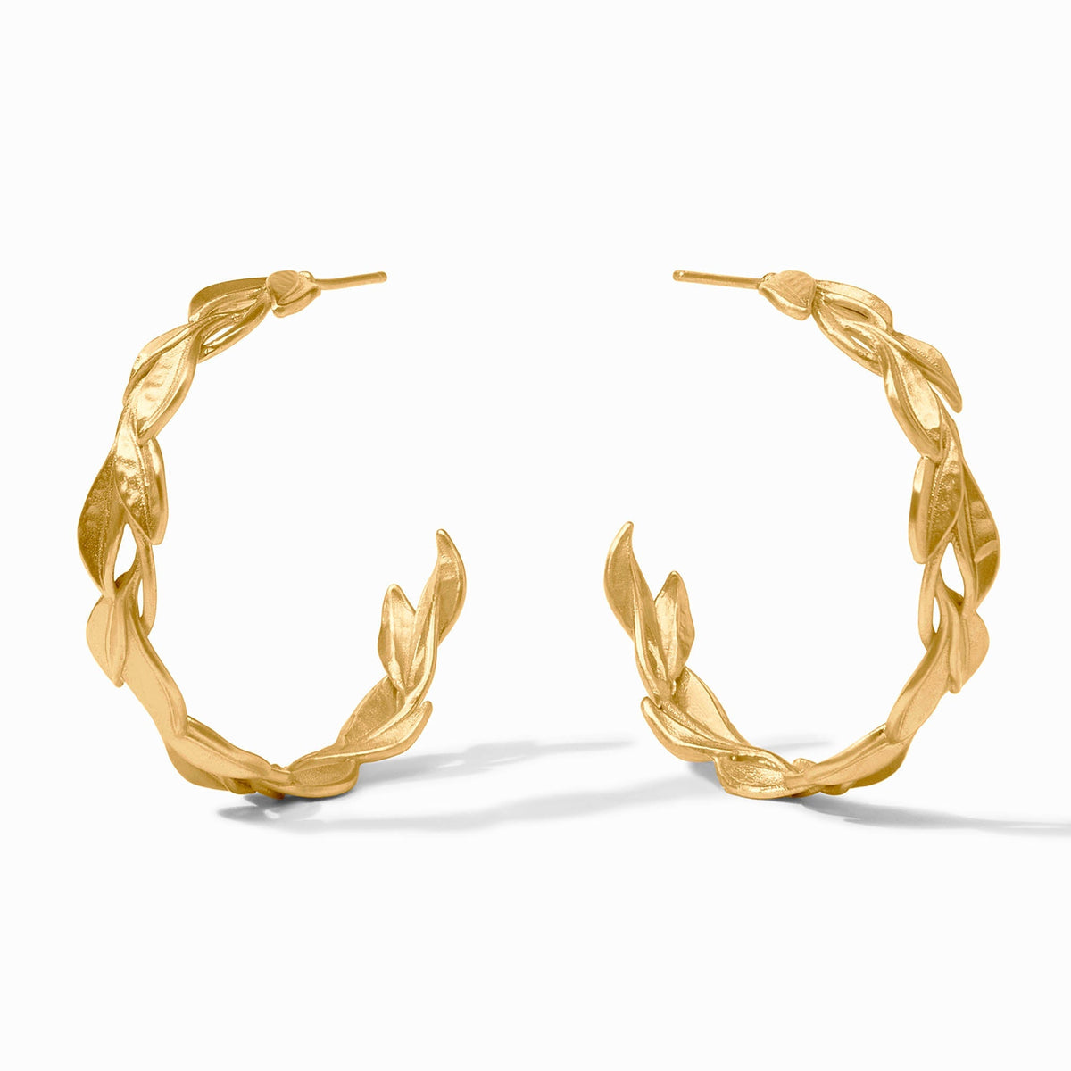 Willow Hoop earring in gold-tone metal with a delicate willow branch silhouette.