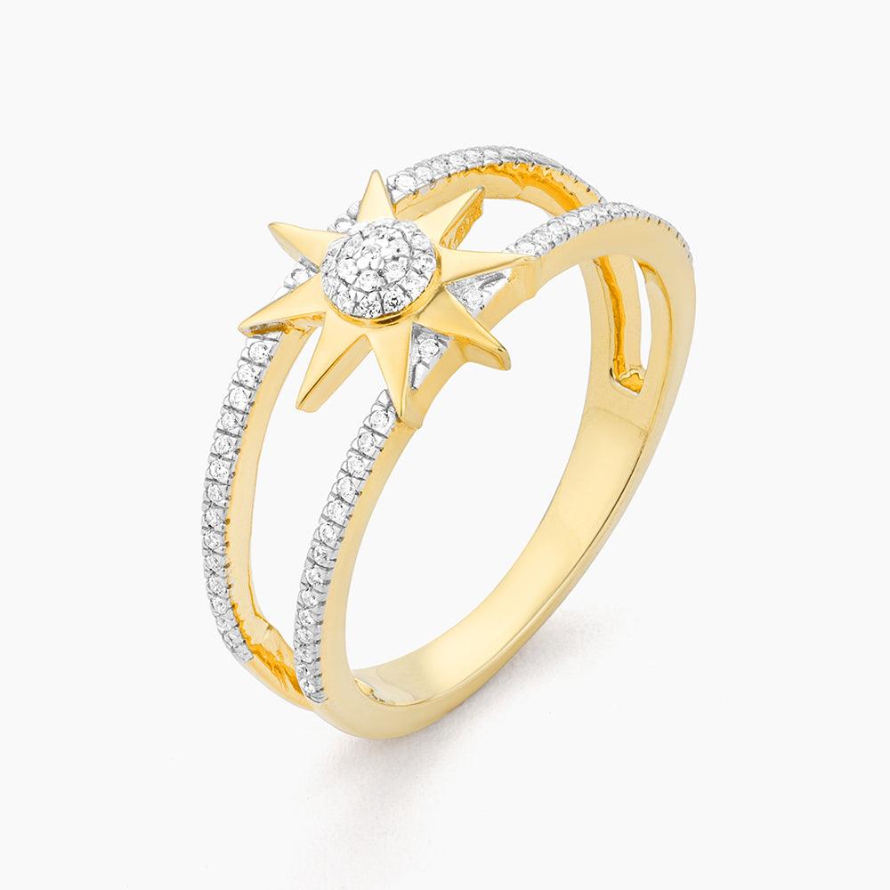 Brightest Star Statement Ring featuring ethically sourced diamonds in a silver-toned band with an open silhouette.