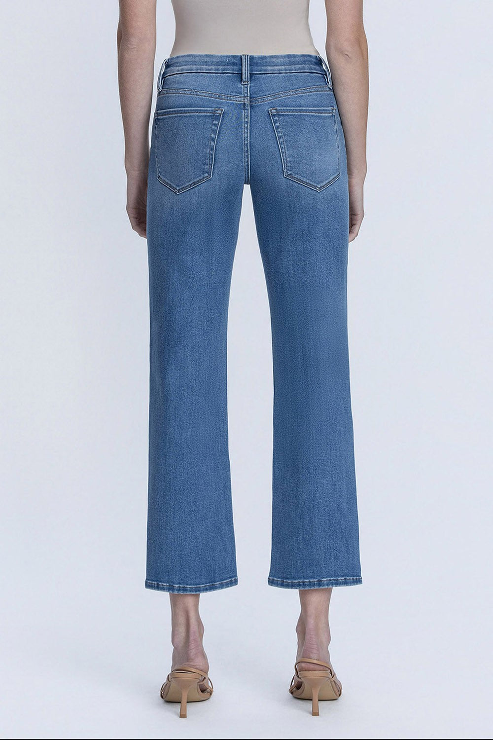 Delilah Mid Rise Medium Dark Wash Ankle Straight Jeans