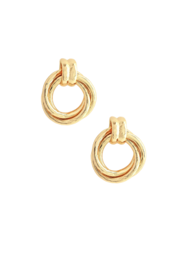 Pair of Neptune Triple Ring Earrings featuring three interlocking 18K gold-plated brass rings.