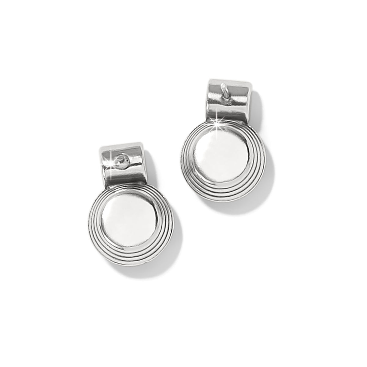 Meridian Aurora Petite Post Earrings in silver plated finish with a circular ribbed design.