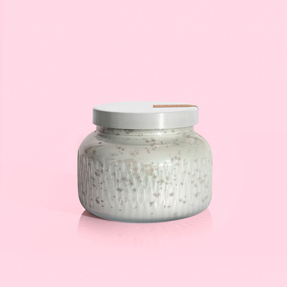 Mercury Signature jar in Pumpkin Dulce holiday color with a glass lid