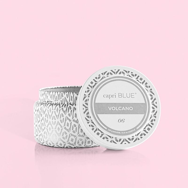 Volcano White Signature  Printed Travel Tin Candle