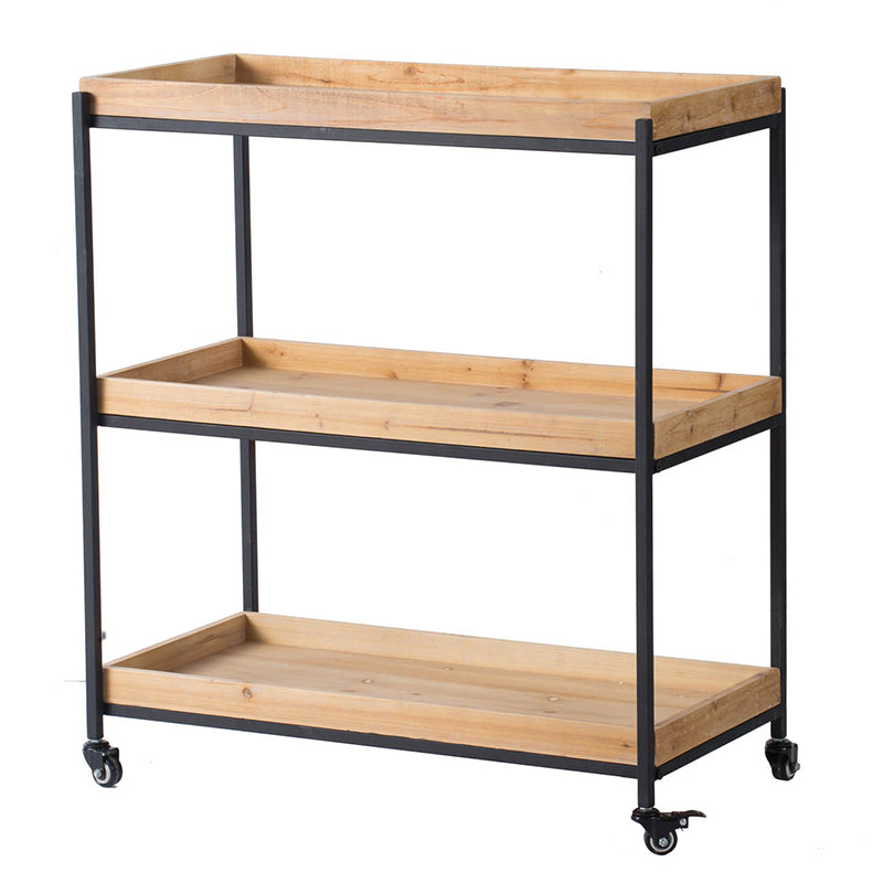 Shelf made of iron and fir wood with a natural finish