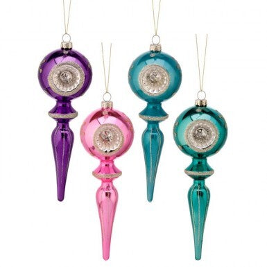 8.5-inch metallic reflector finial ornament with a classic dome silhouette.