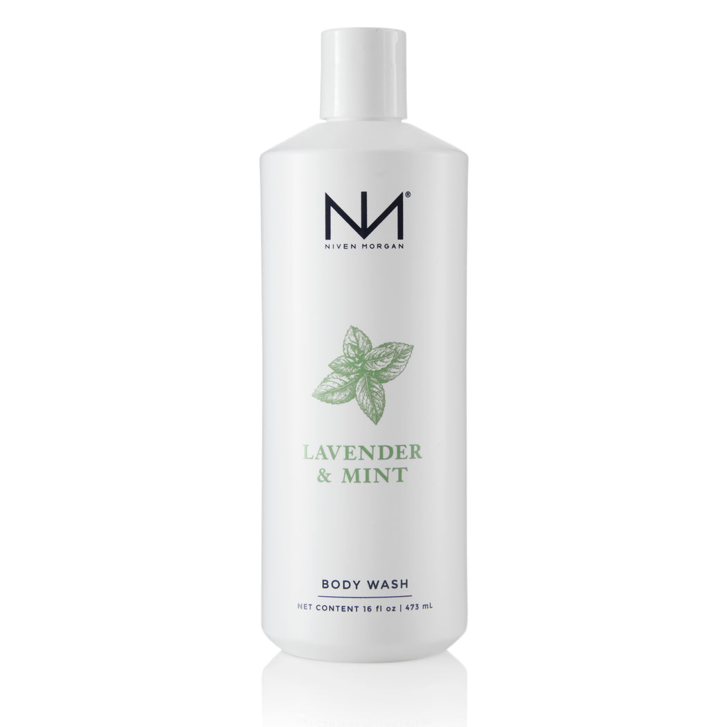 Lavender & Mint Body Wash bottle with vitamin E and chamomile