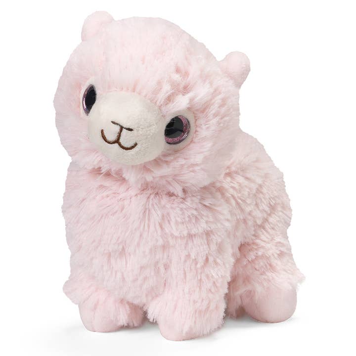 Pink Llama Warmies Junior microwaveable heat pack with French lavender scent.