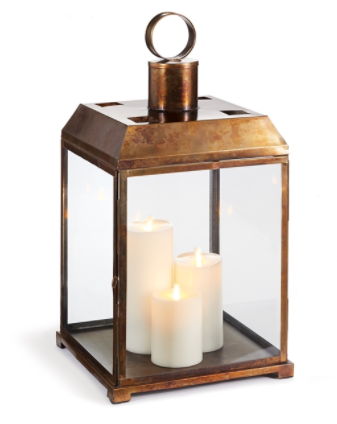 Small linden lantern with a natural wood finish, cylindrical shape measuring approximately 11 inches wide and 21 inches tall.