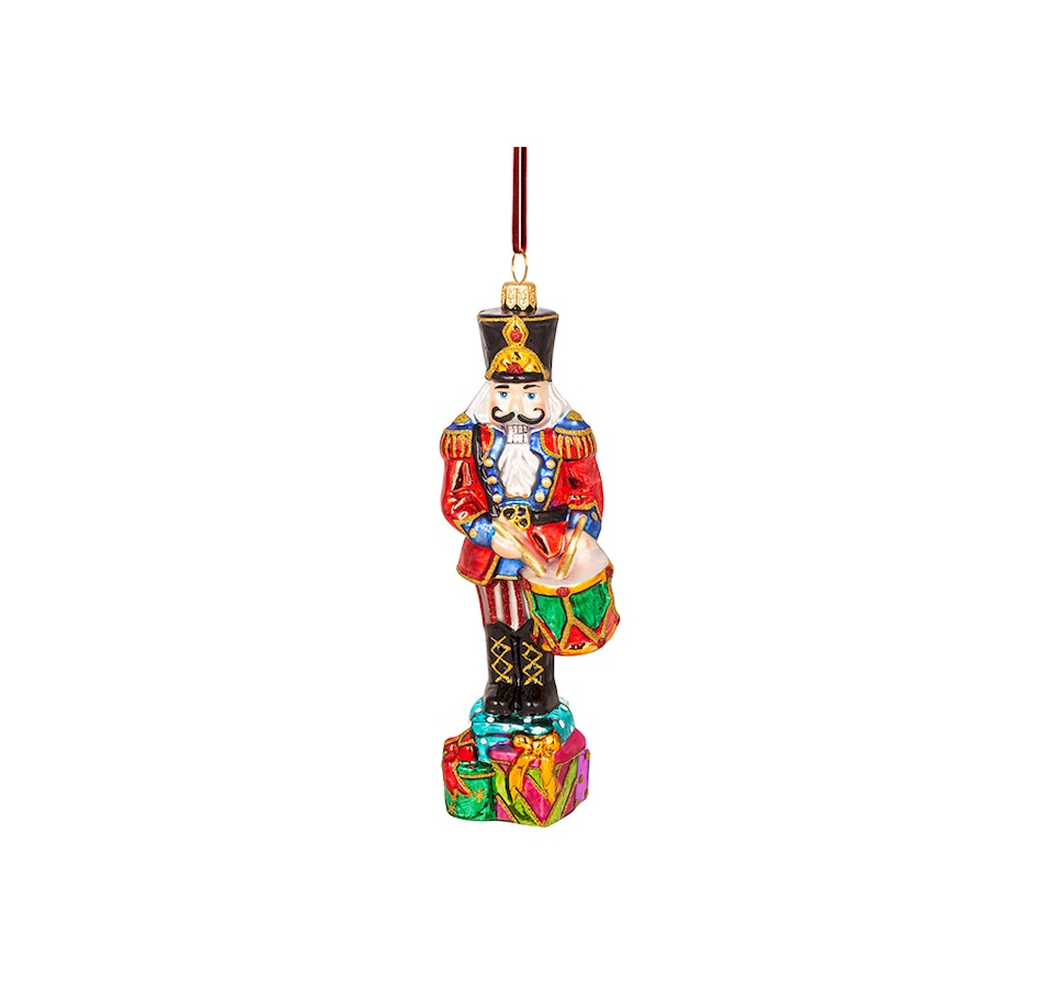 Hand-crafted Viennese nutcracker figurine made of blown glass with a classic silhouette.