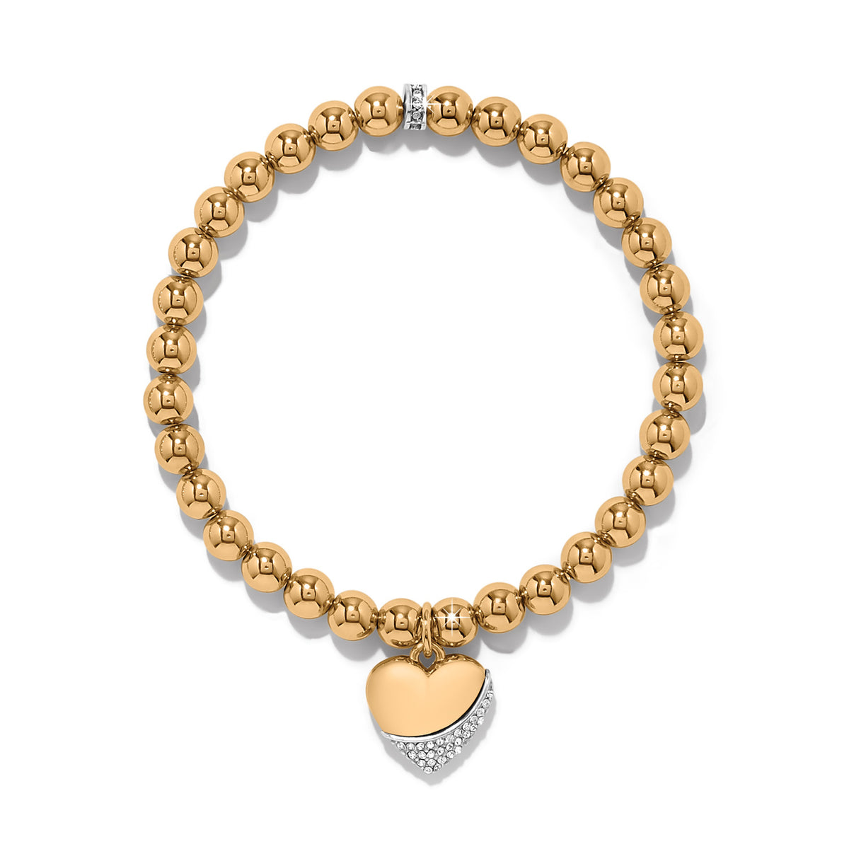 Stretch bracelet featuring fine quality crystals in a petite wave heart shape with a three-quarter inch width.