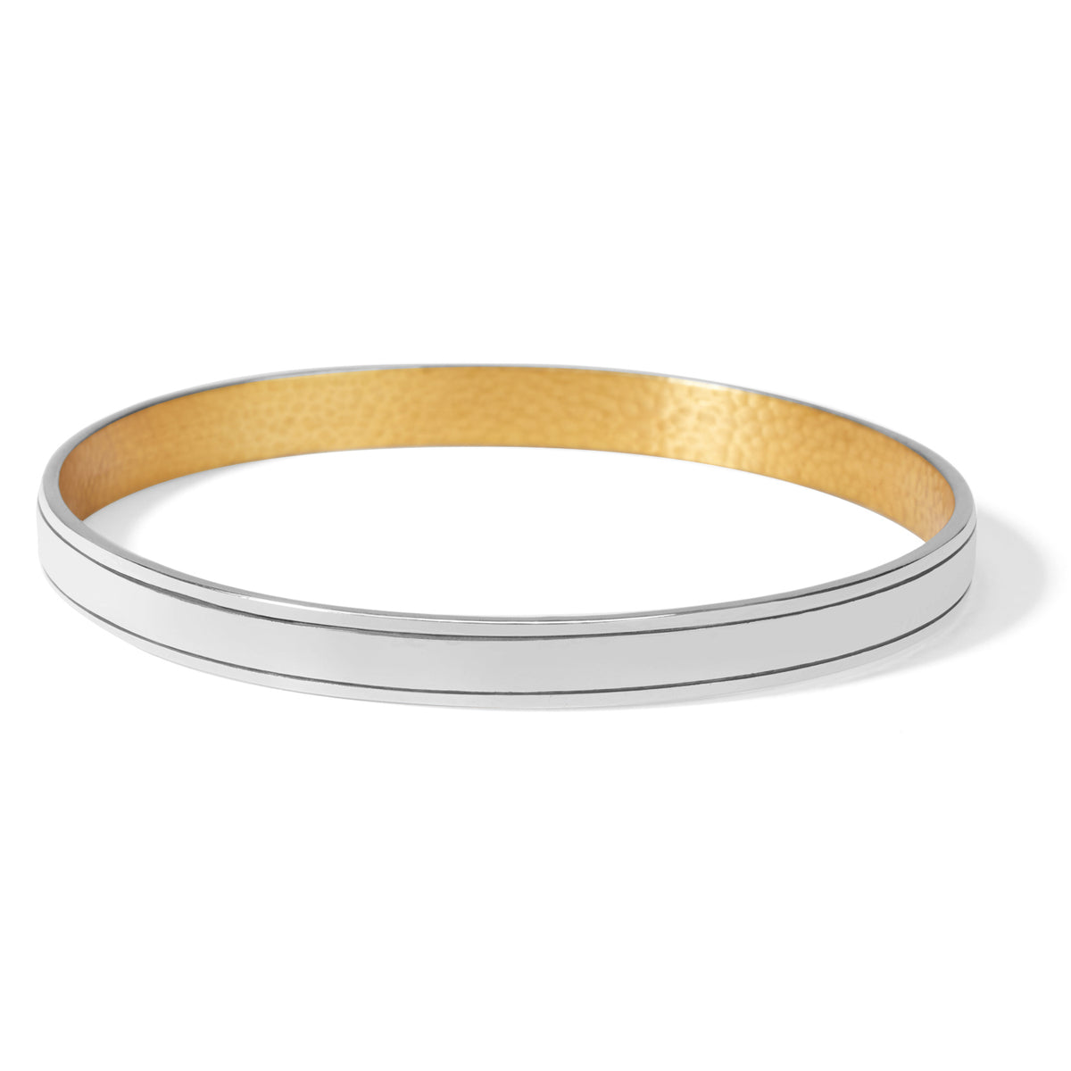 Silver-gold two-tone Ferrara Entrata narrow bangle bracelet with a smooth silhouette and polished finish.