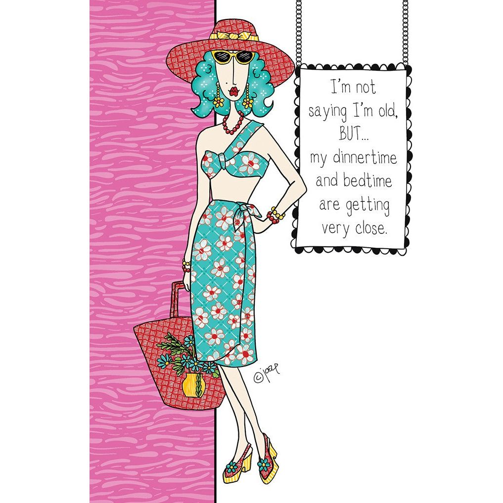 Dolly BD Not Saying card featuring foil embossed text on a dark background with party-themed inside message.