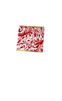 Sparkling Winter Berries small soap bar in white packaging with a red floral scroll pattern.