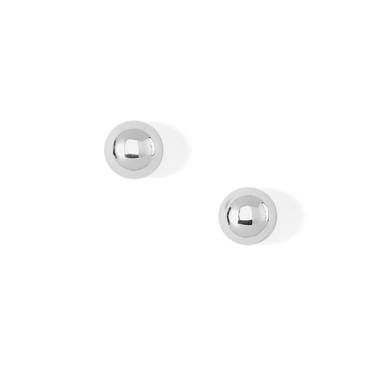 Pair of silver plated Pretty Tough ball stud post earrings with a polished finish.