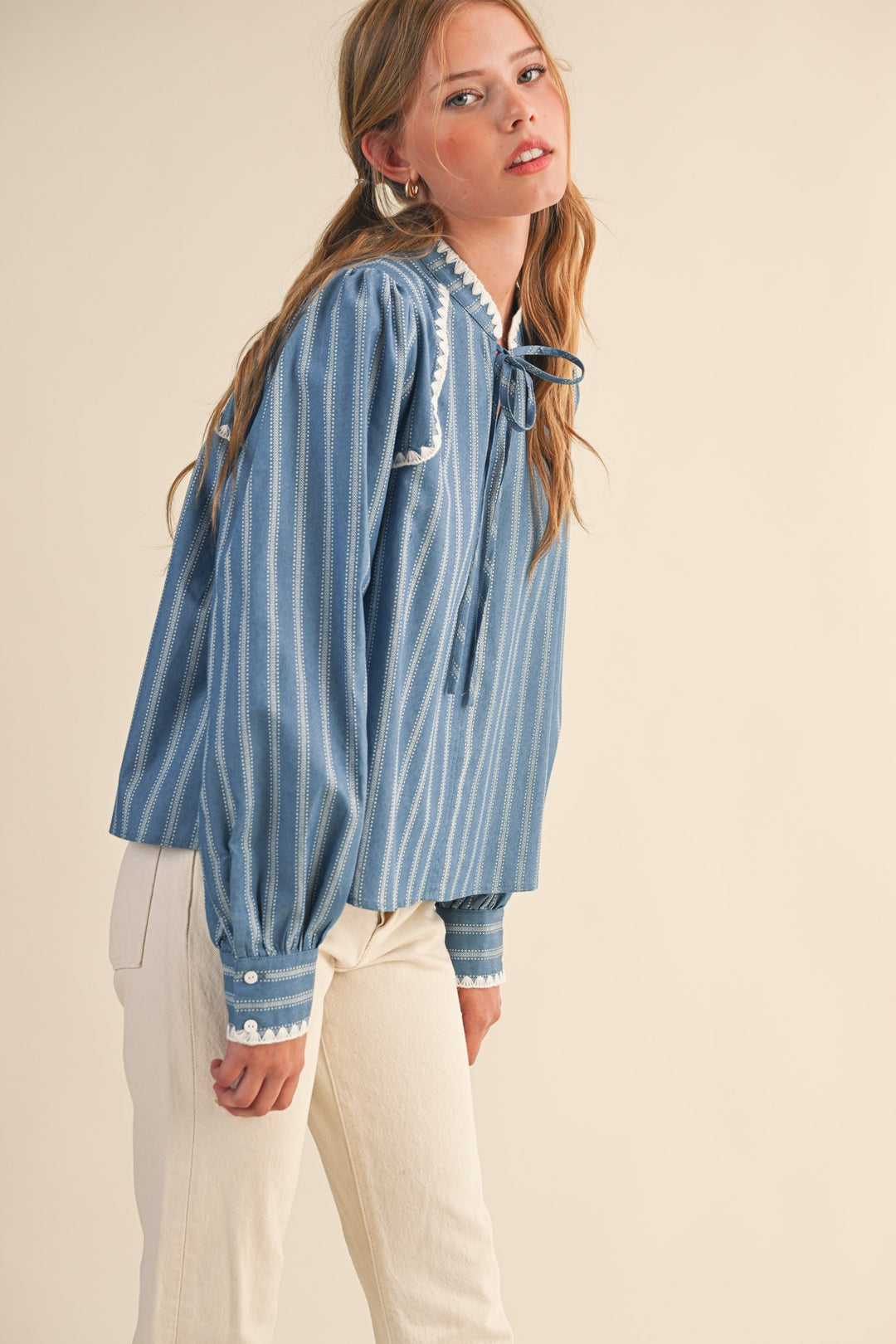 Nikka Striped Puff Sleeve Top