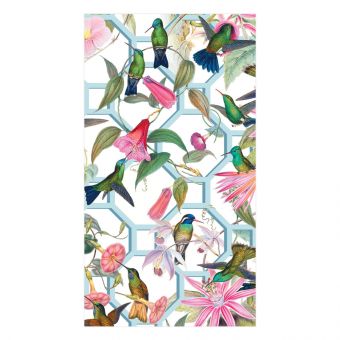 White triple-ply paper guest towel with subtle printed design.