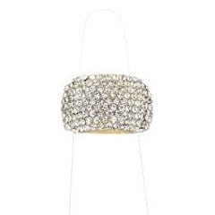 Silver pave cluster stretch ring with rhinestone embellishments