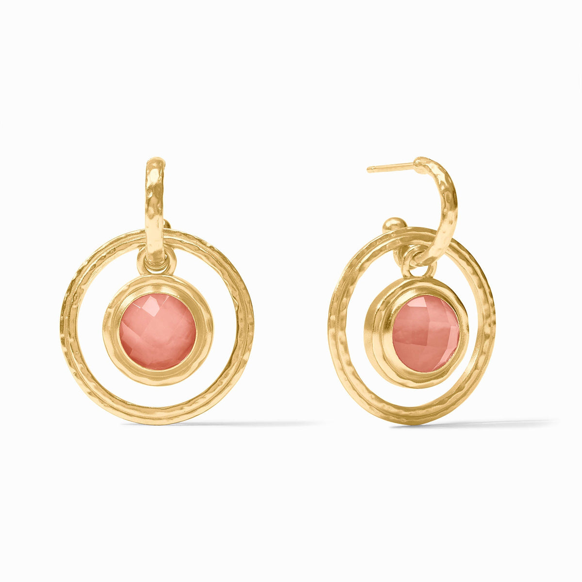 Astor 6-in-1 charm earring with gold plate finish, imported glass stones, and CZ accents featuring a bold silhouette.