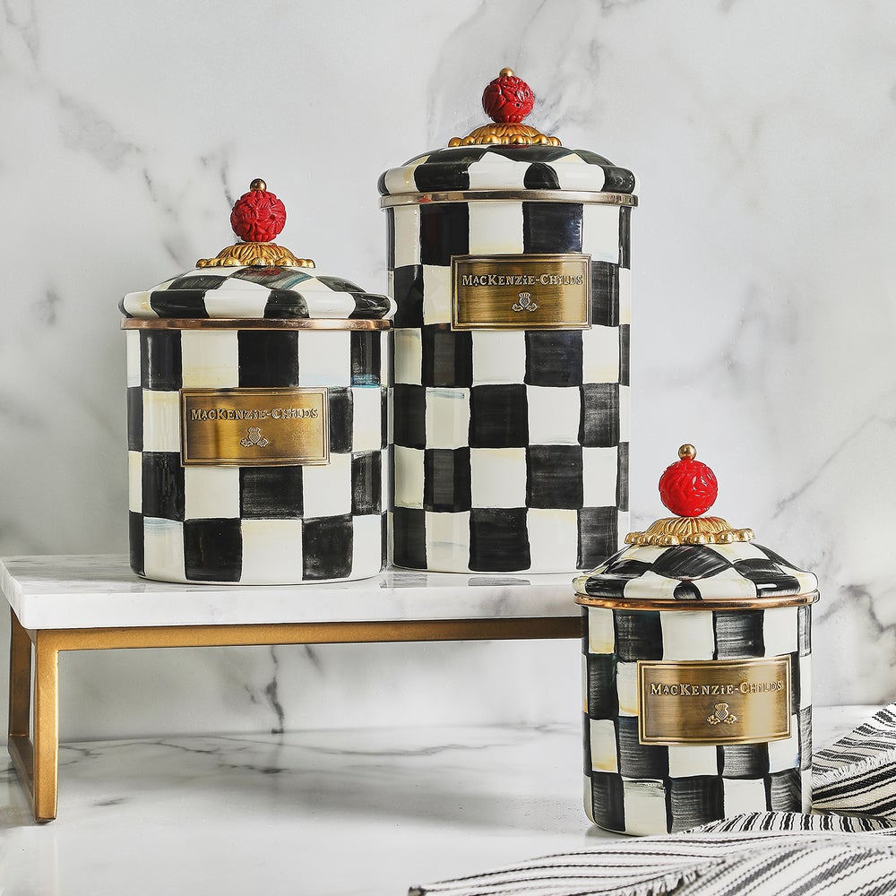 Courtly Check Enamel Canister - Sold Individually