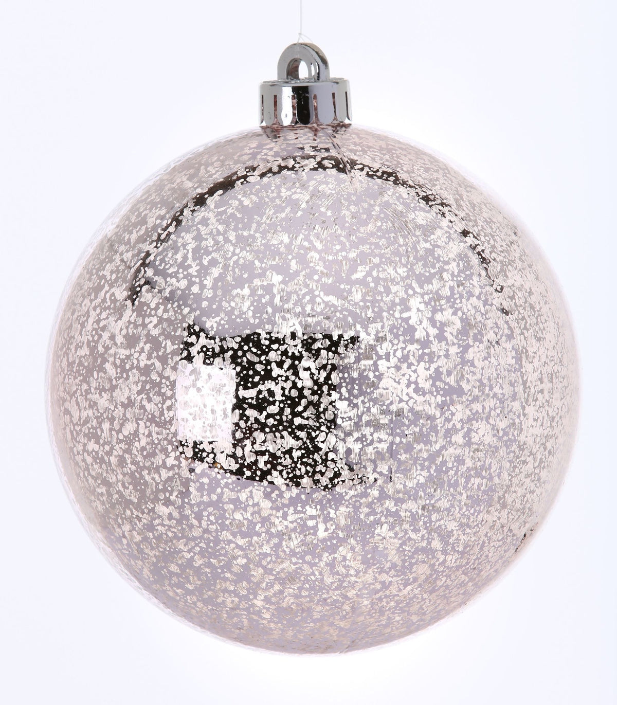 Set of four metallic mercury ball ornaments with vacuum plate finish on a white background.
