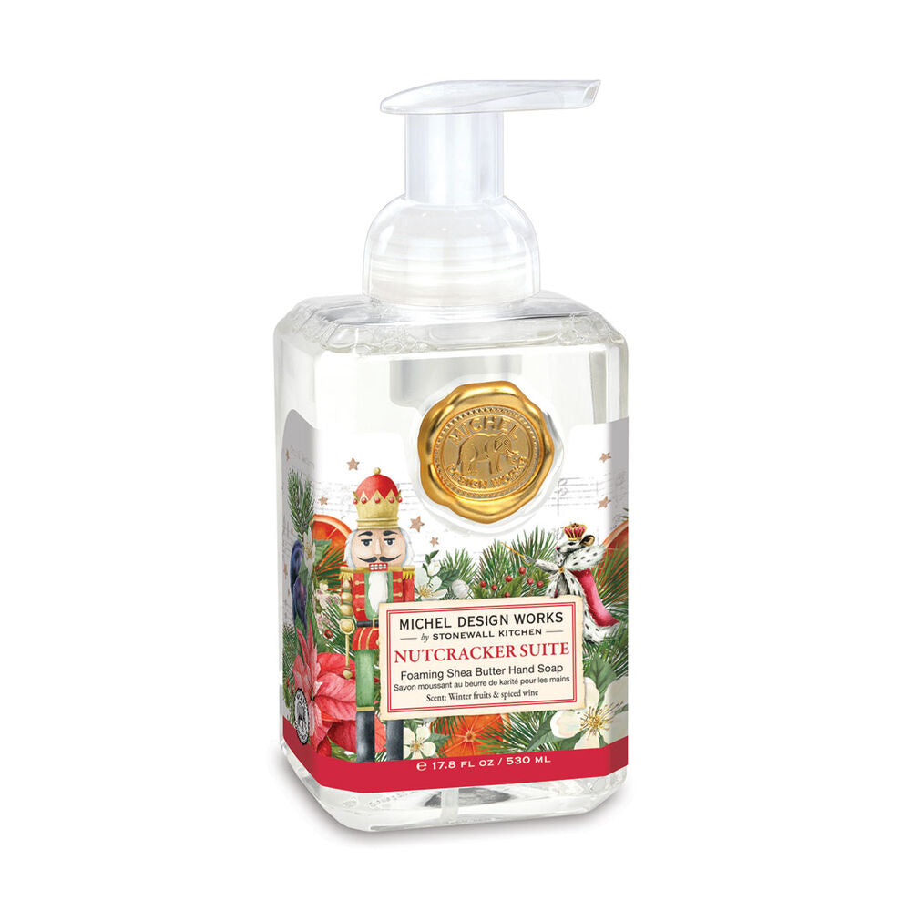 Foaming hand soap dispenser bottle with a pump top.