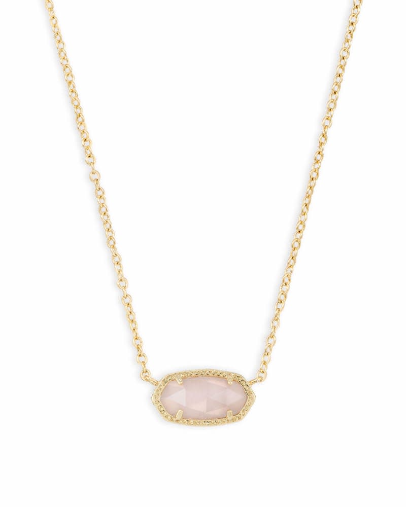 Elisa Short Pendant Necklace in gold-tone metal with a small rectangular pendant on an adjustable chain.