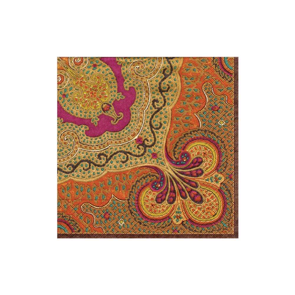 Triple-ply cocktail napkins with printed water-soluble dyes in a square fold.