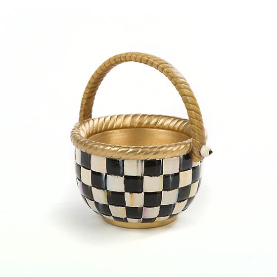 Small Courtly Check basket with a checkered fabric pattern in neutral tones.