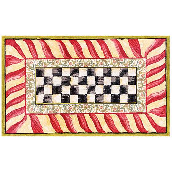 3' x 5' Courtly Check Washable Rug - Red & Gold