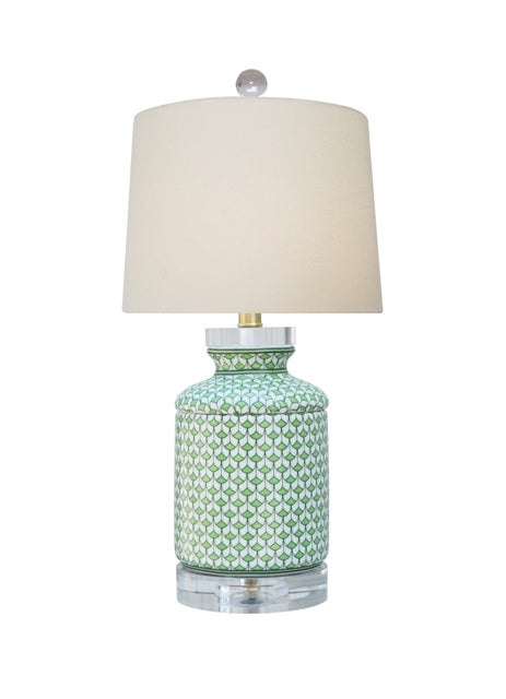 Porcelain Green Fish Scale Tissue Box Lamp