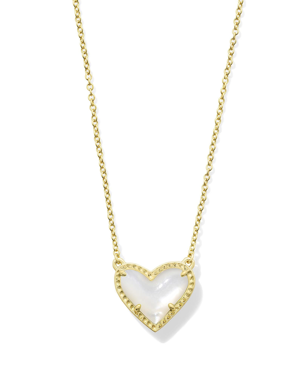 Silver-tone Ari Heart pendant necklace with asymmetrical heart shape on a chain.