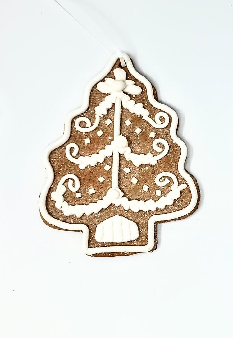 4.75-inch gingerbread man clay dough ornament with classic holiday silhouette.