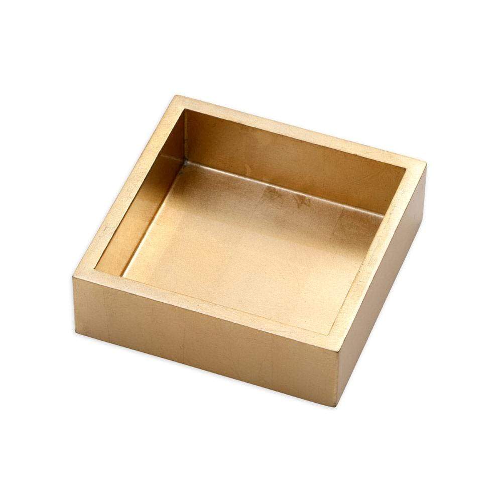 Square cocktail napkin holder with a genuine gold leaf lacquer finish.