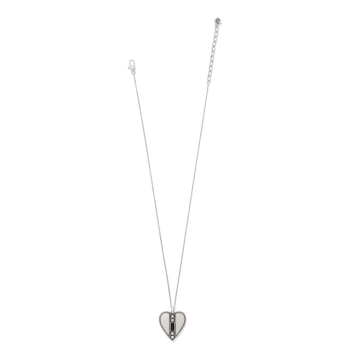 Silver-plated Pretty Tough Gem Heart necklace with a textured heart pendant and crystal accents.