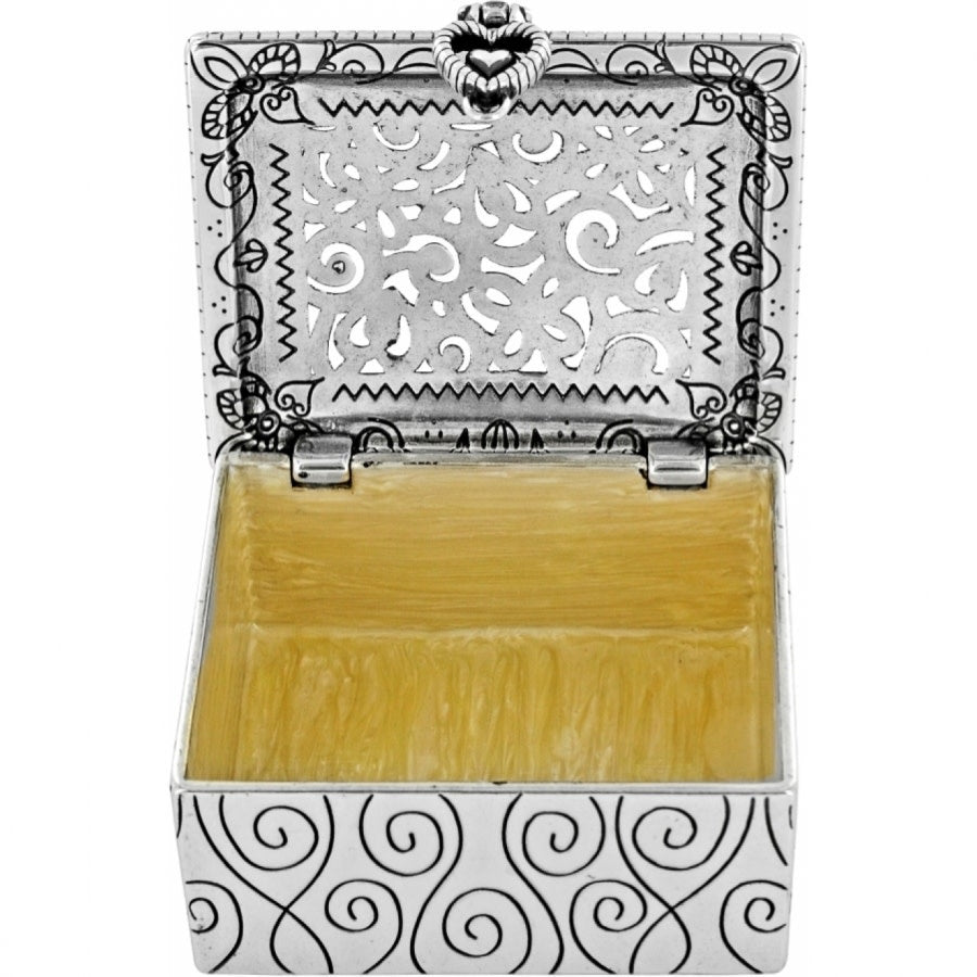 Silver plated metal daisy-shaped jewel box with crystal accents