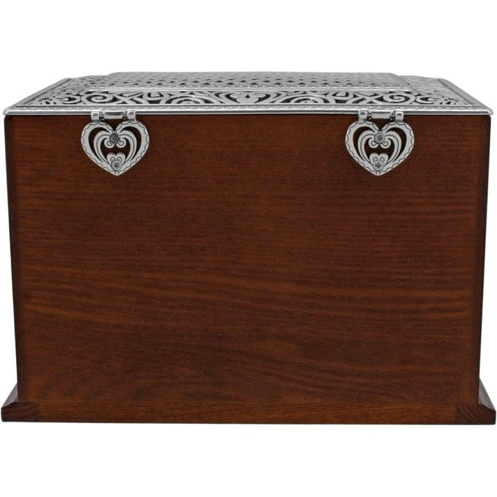 Silver-plated Lacie Daisy jewelry chest with latch closure