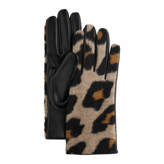 Faux Leather Leopard Gloves
