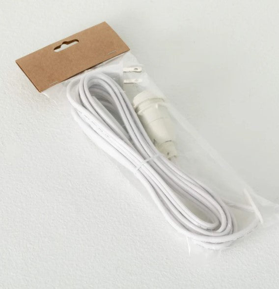 White electrical cord with a standard plug connector