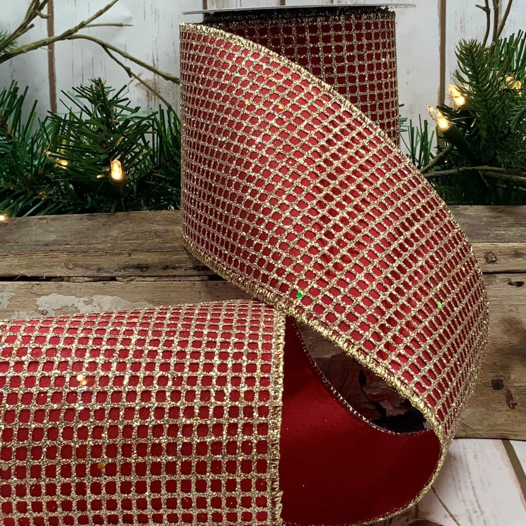 4" x 10yds Taffeta Glitter Mesh Ribbon