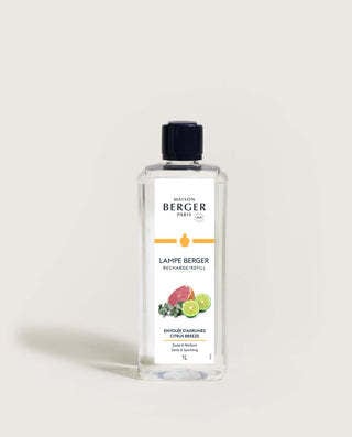 Lampe Berger recharge refill bottle in Citrus Breeze scent with white label
