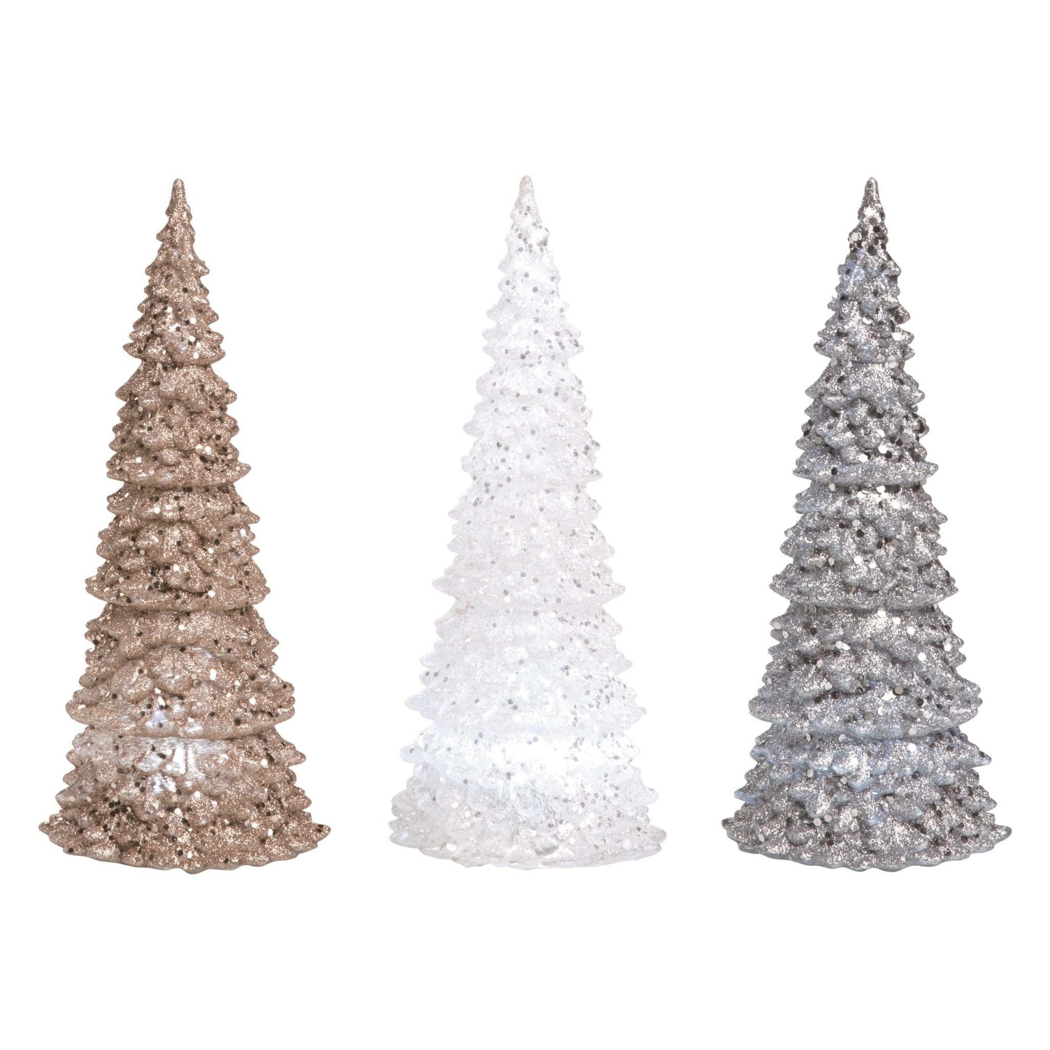 Large acrylic Christmas tree with illuminated branches in a conical shape.