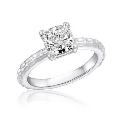 Large square stack ring with clear cubic zirconia stones in silver metal