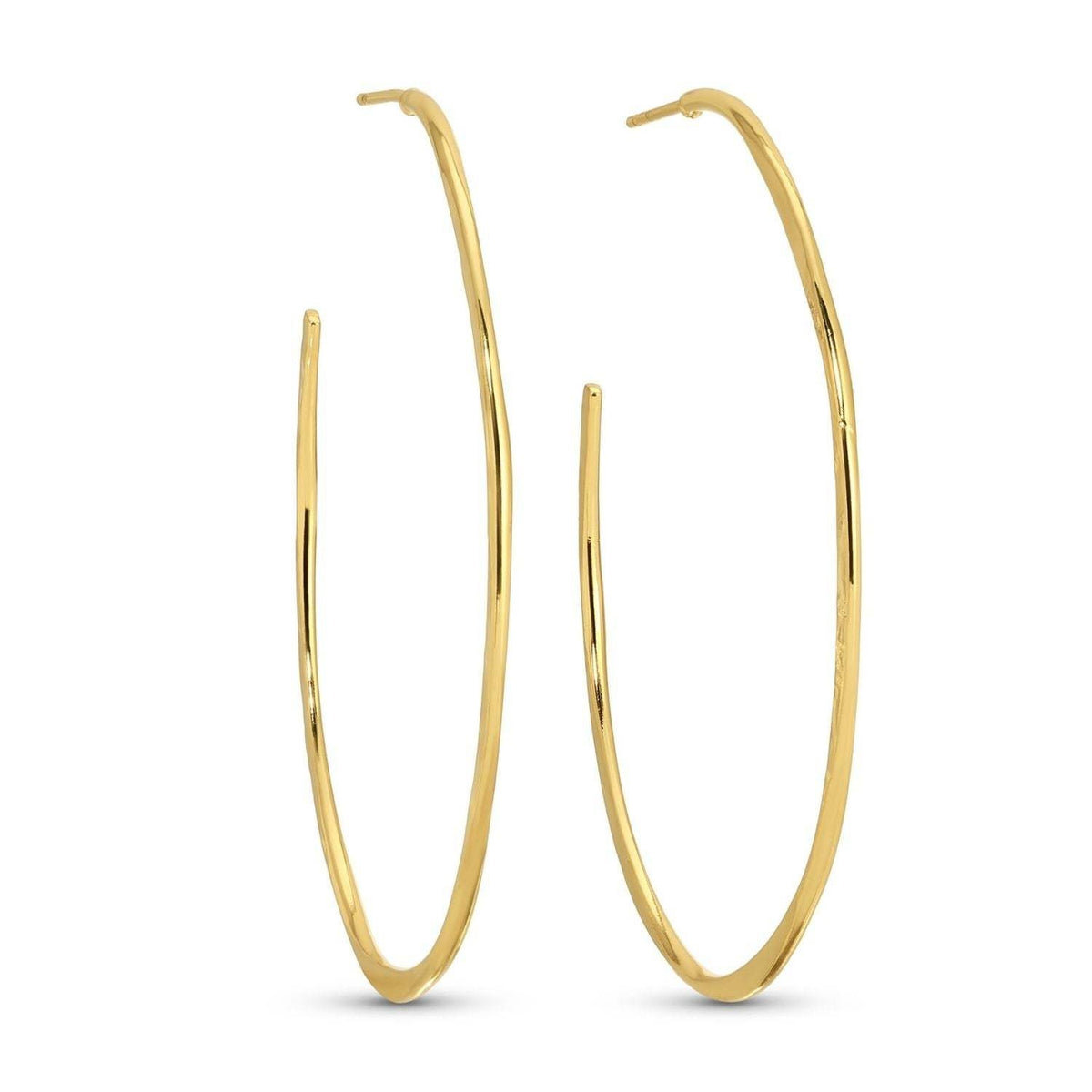 Large textured delicate hoop earrings with an 18k gold plated brass base.