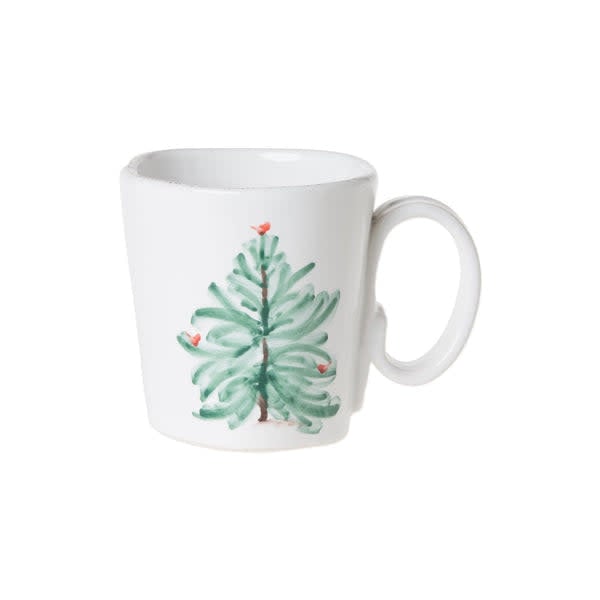Lastra Holiday mug in Italian stoneware with a festive holiday pattern.