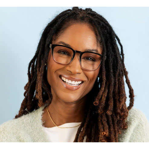 Latte sunglasses with black taupe translucent square frames featuring subtle color accents.
