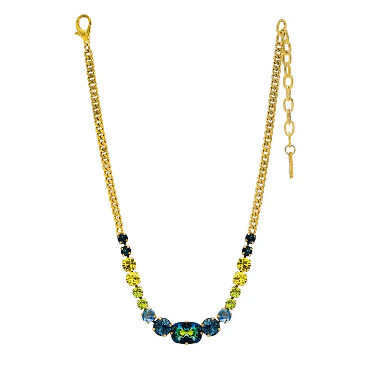 Antique gold plated Laura necklace with crystals on a chain