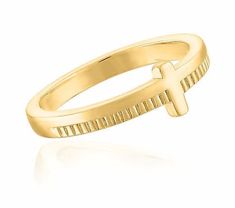 Gold layered bar ring with stacked rectangular bands