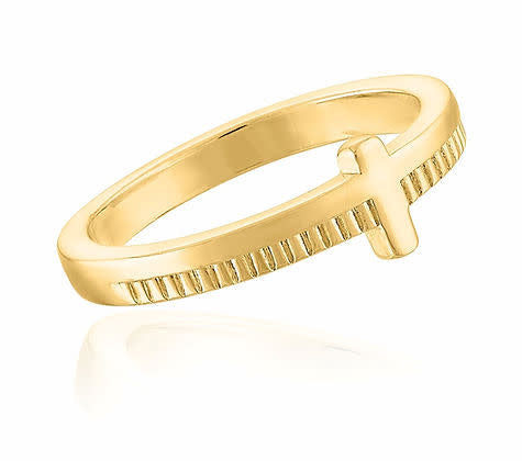 Gold layered bar ring with stacked rectangular bands