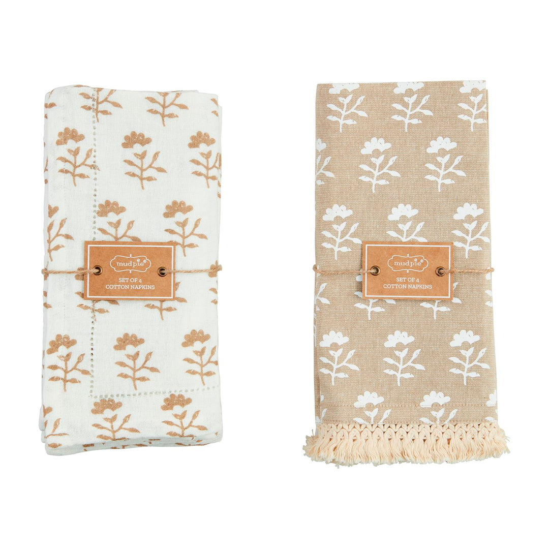 Taupe Block Print Cloth Napkin