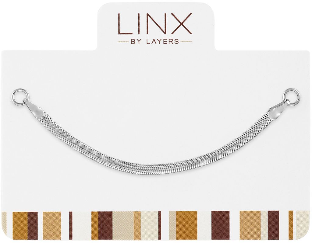 Silver Herringbone Chain LINX Add-on with circular end connectors on a white display card.